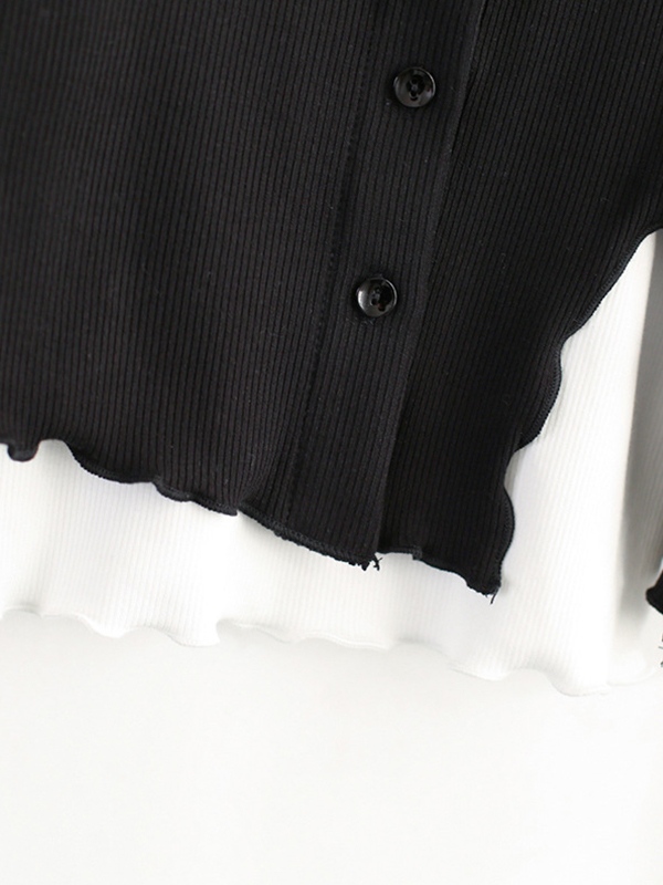 Solid Fungus Slit Hem Two Piece Long Sleeve Knit-4