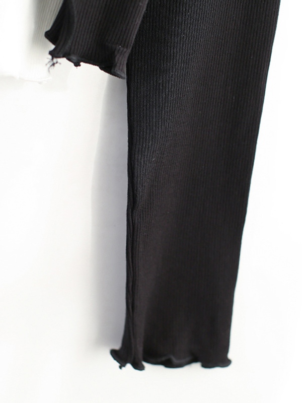 Solid Fungus Slit Hem Two Piece Long Sleeve Knit-5