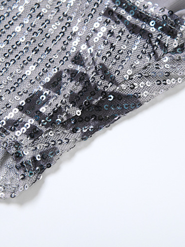 Sequin Eyelet Backless Halter Vest-6